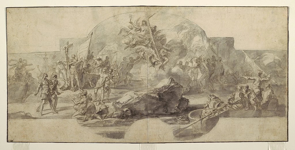 Studio per Lo sbarco di Colombo in America - Sala del Minor Consiglio, Palazzo Ducale, Genova